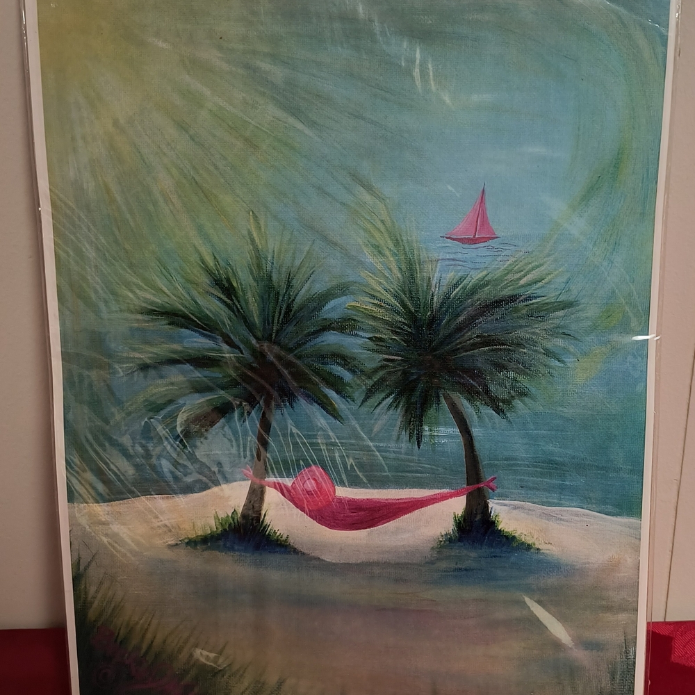 Tropical Beach Hammock Art Print